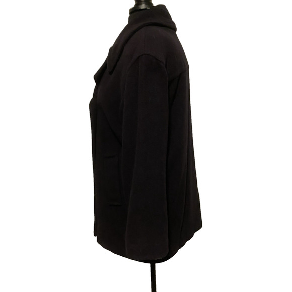 VTG Tweeds Peacoat Jacket Womens Small Black Wool Heavy Double Breasted Coat - Picture 2 of 16